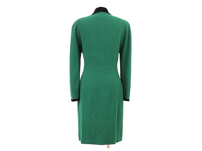 Abrigo largo de lana Chanel Boutique Negro Verde - vista 7