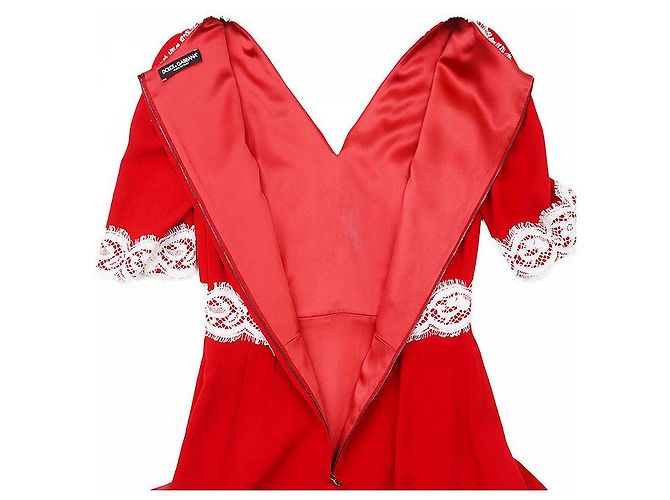Dolce & Gabbana Vestido Dolce&Gabbana de rayón, acetato y algodón Roja - vista 7
