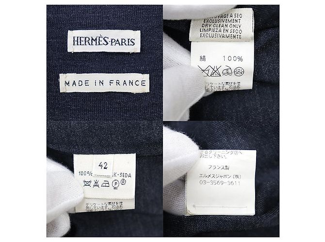 Hermès Robe en maille de soie Hermes Bleu Bleu Marine - vue 10