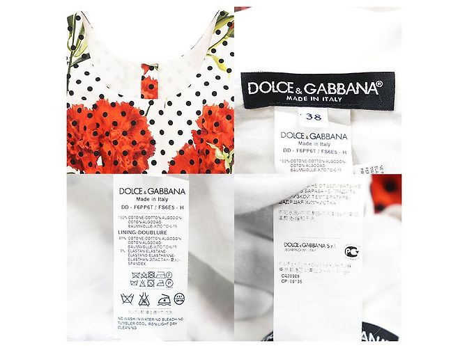 Dolce & Gabbana Vestido plissado de algodão Dolce&Gabbana Branco Vermelho - vista 10