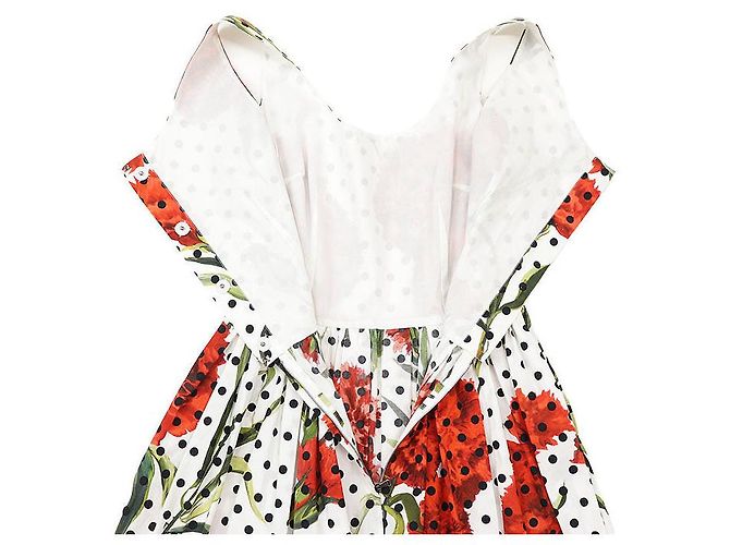 Dolce & Gabbana Vestido plissado de algodão Dolce&Gabbana Branco Vermelho - vista 9