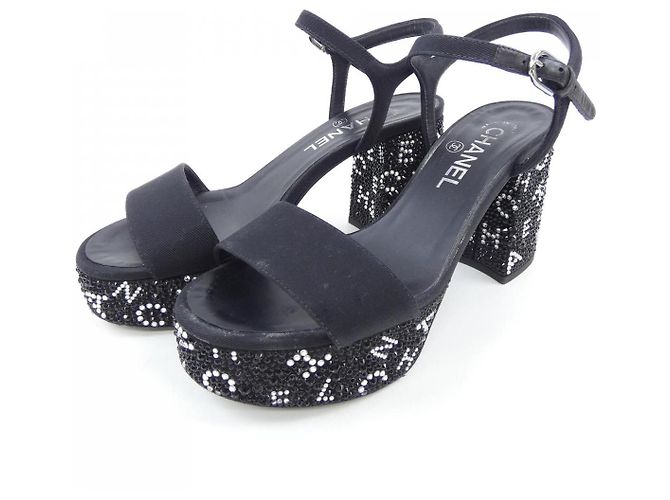 Chanel Grogram Strass Sandals Black - view 3