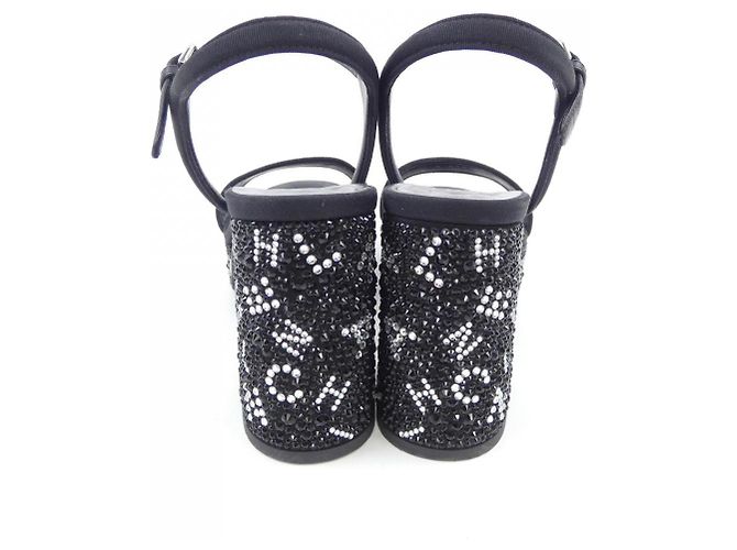 Chanel Grogram Strass Sandals Black - view 5