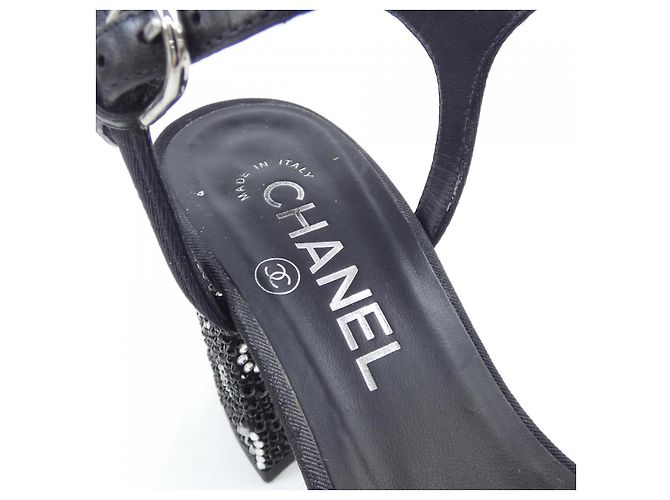 Chanel Grogram Strass Sandals Black - view 6