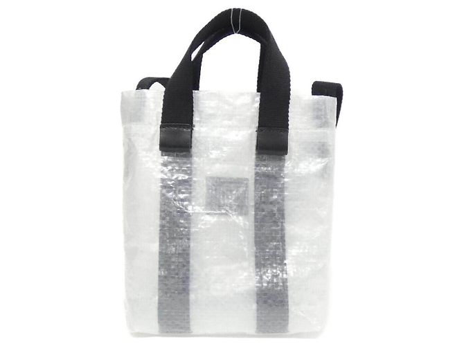 Borsa a spalla mini tote G-Shopper Givenchy in polietilene Nero Bianco - vista 2
