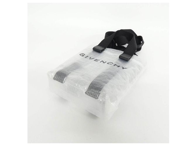 Borsa a spalla mini tote G-Shopper Givenchy in polietilene Nero Bianco - vista 3