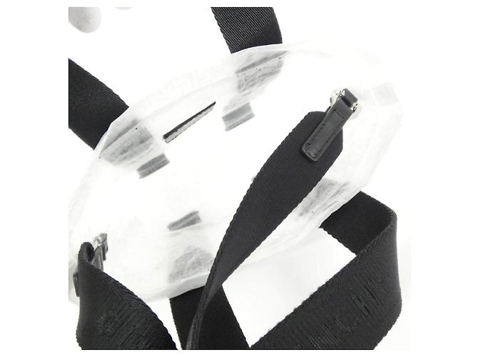 Borsa a spalla mini tote G-Shopper Givenchy in polietilene Nero Bianco - vista 5