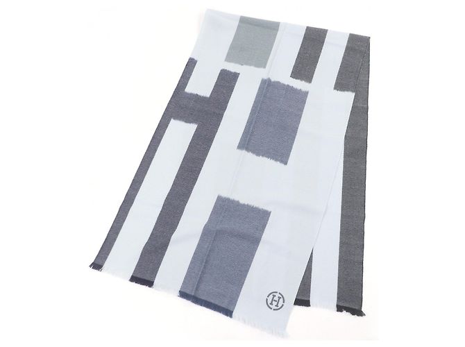 Bufanda de cachemira Hermès Ikat 4H H394832T Castaño Roja Azul - vista 3