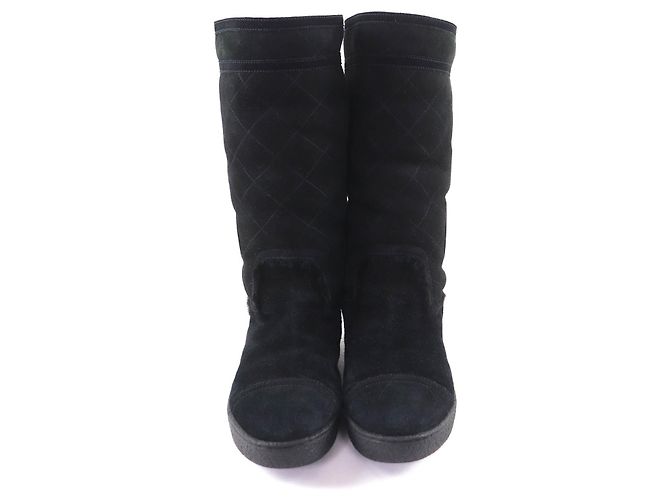 Stivali Chanel Mouton in Shearling Neri Nero - vista 4