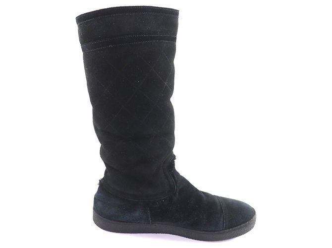 Stivali Chanel Mouton in Shearling Neri Nero - vista 6