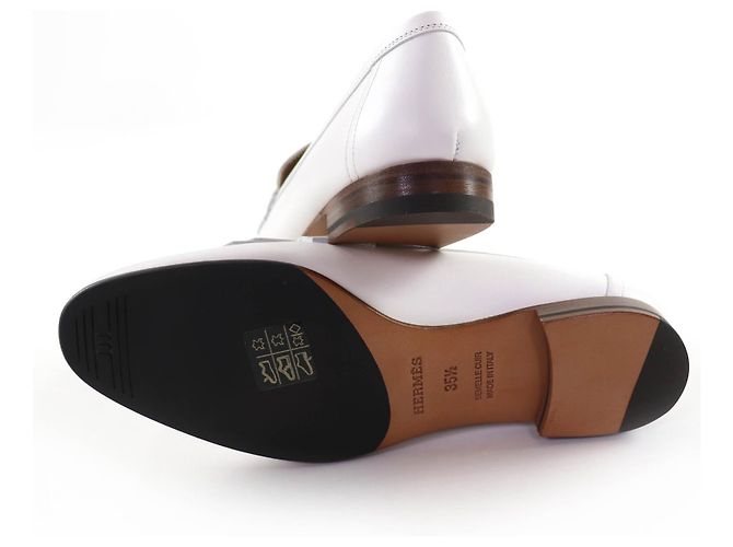 Mocasines Hermès Paris Royale35.5 de piel Blanco - vista 7