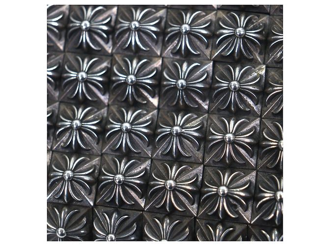 CHROME HEARTS Leather Long Wallet Black Silvery - view 5