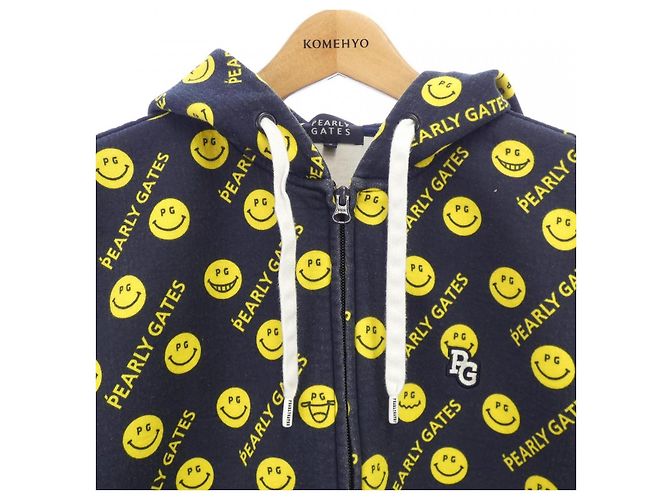 Autre Marque Sudadera con capucha PEARLY GATES azul marino y amarilla Amarillo - vista 5
