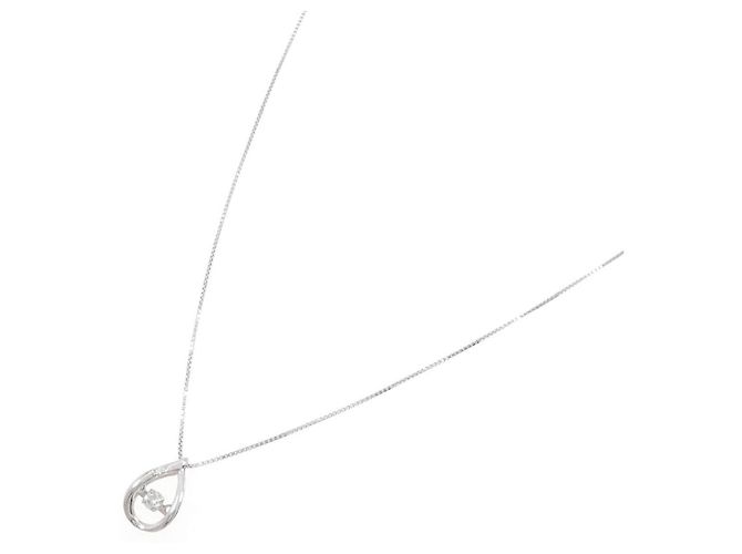 Autre Marque Collar de oro blanco K10 y diamantes Plata - vista 2
