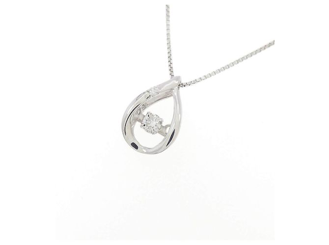 Autre Marque Collar de oro blanco K10 y diamantes Plata - vista 3