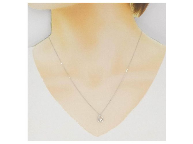 Autre Marque Collar de oro blanco K10 y diamantes Plata - vista 6