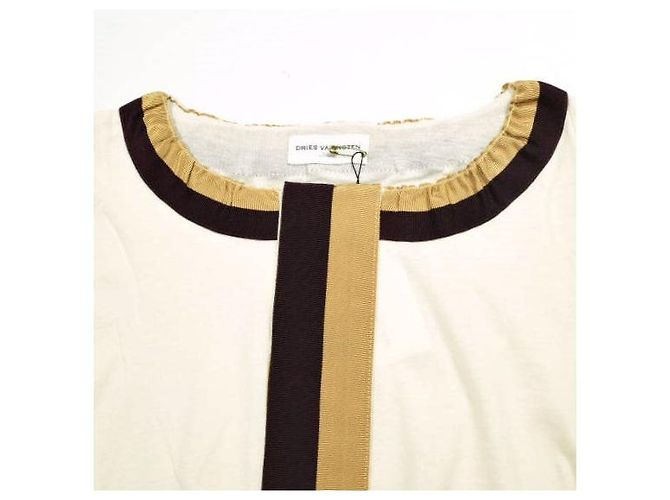 Camiseta de algodón Dries Van Noten HAPPY TAPE Beige Crudo - vista 6