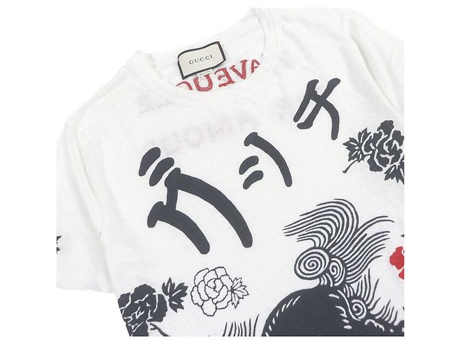 Camiseta de lino Gucci con estampado japonés Shisa Blanco - vista 2
