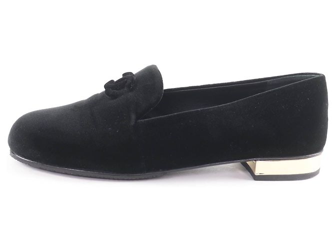 Mocassins en velours CHANEL COCO Mark Noir - vue 4