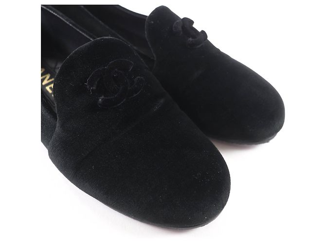Mocassins en velours CHANEL COCO Mark Noir - vue 7