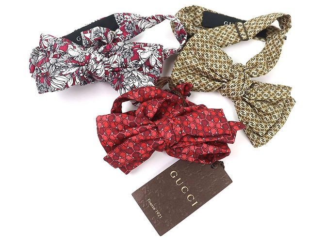 Gucci Butterfly Seiden-Accessoires 4-teiliges Set Braun Schwarz Rot - Ansicht 8