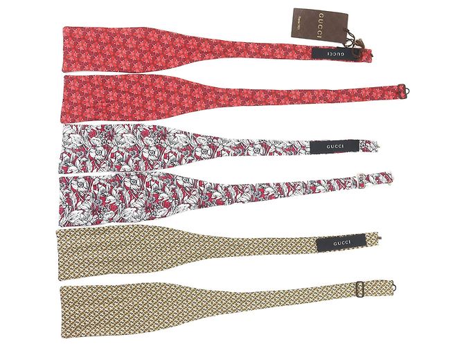 Gucci Butterfly Seiden-Accessoires 4-teiliges Set Braun Schwarz Rot - Ansicht 9