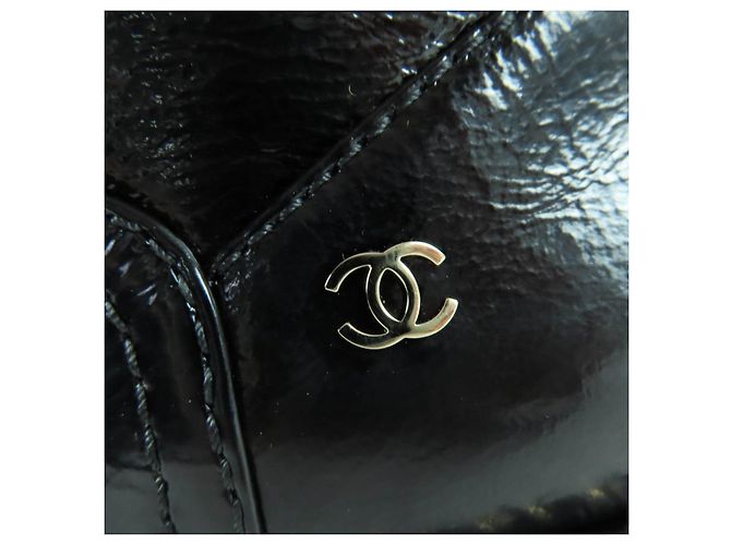Botas curtas de couro CHANEL COCO Mark Boa Preto - vista 9