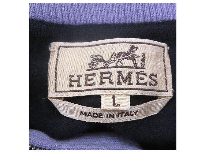 Hermès Kaschmir-Strickware Docking-Design Half-Zip L Blau Lila Marineblau - Ansicht 5