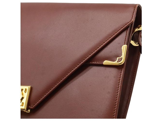 Borsa a tracolla in pelle Cartier Must Line Marrone Bordò - vista 8