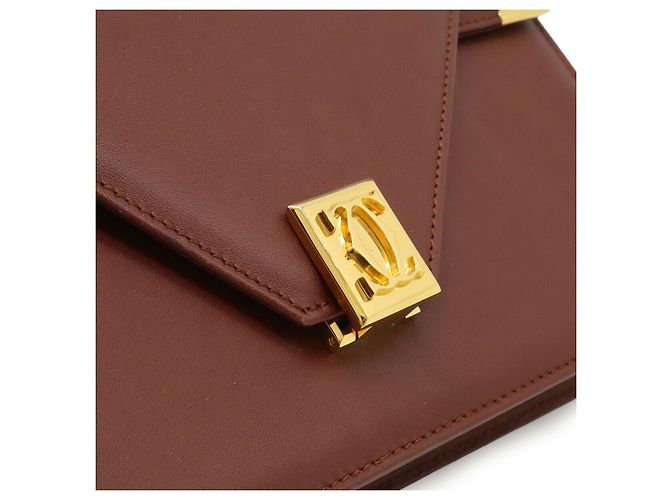 Borsa a tracolla in pelle Cartier Must Line Marrone Bordò - vista 9