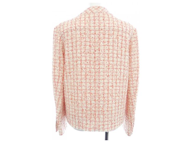 Chaqueta sin cuello Chanel LOOK39 Blanco Roja - vista 2
