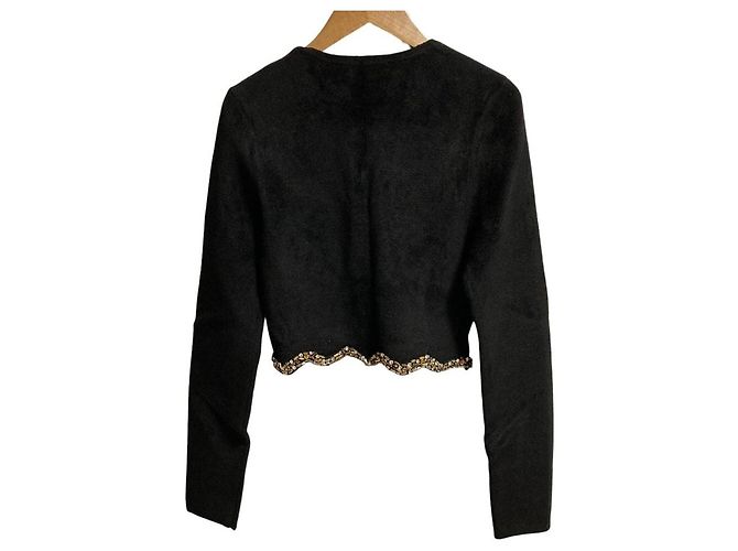 Autre Marque Sandro Cardigan mit Strassknöpfen Schwarz - Ansicht 5