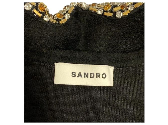 Autre Marque Sandro Cardigan mit Strassknöpfen Schwarz - Ansicht 6