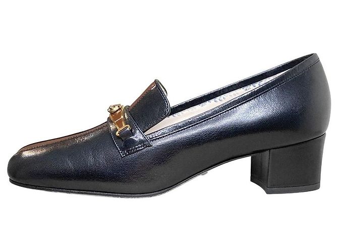 Décolleté mocassini Gucci Goatskin Feline Ginger Nero - vista 2