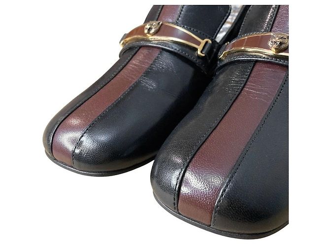Décolleté mocassini Gucci Goatskin Feline Ginger Nero - vista 8