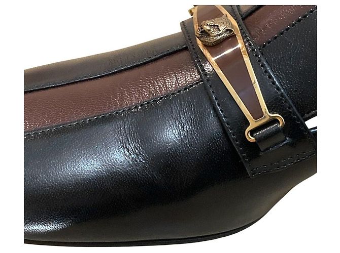 Décolleté mocassini Gucci Goatskin Feline Ginger Nero - vista 9