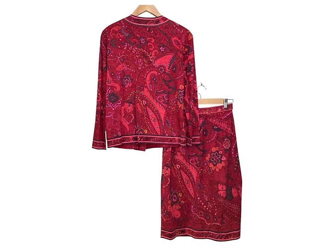 Leonard Fashion Flower Print No Collar Setup Red - view 2