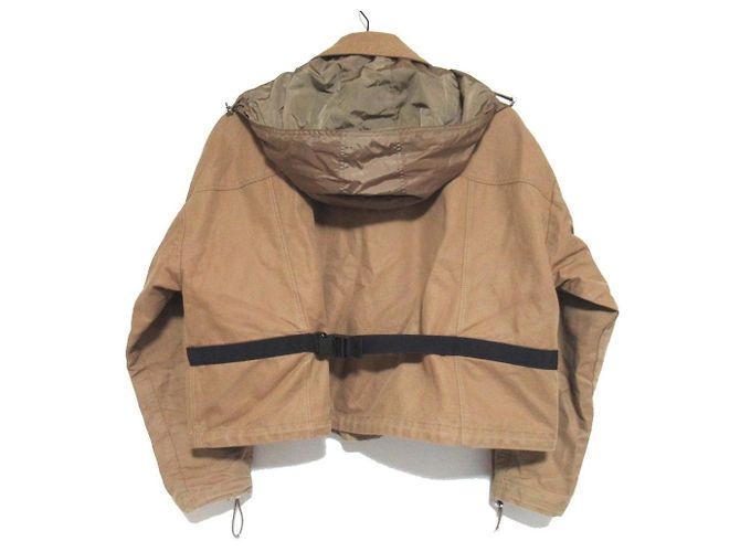 Giacca corta con cappuccio Moncler ROUZIC in misto lino Marrone - vista 2