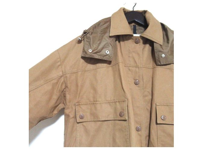 Giacca corta con cappuccio Moncler ROUZIC in misto lino Marrone - vista 3