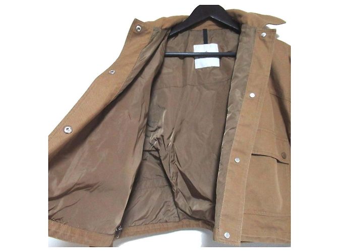 Giacca corta con cappuccio Moncler ROUZIC in misto lino Marrone - vista 4