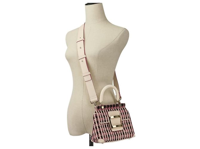 Bolsa 2way em couro e tweed Roger Vivier Rosa - vista 10