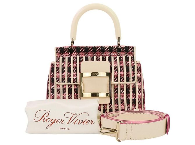 Bolsa 2way em couro e tweed Roger Vivier Rosa - vista 11