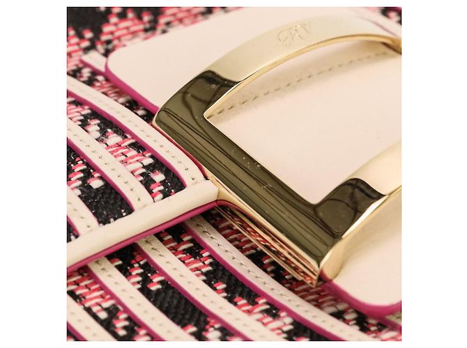 Bolsa 2way em couro e tweed Roger Vivier Rosa - vista 12