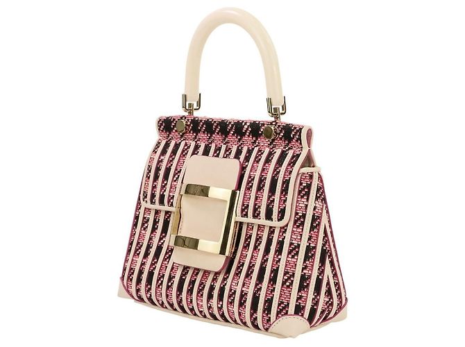 Bolsa 2way em couro e tweed Roger Vivier Rosa - vista 2
