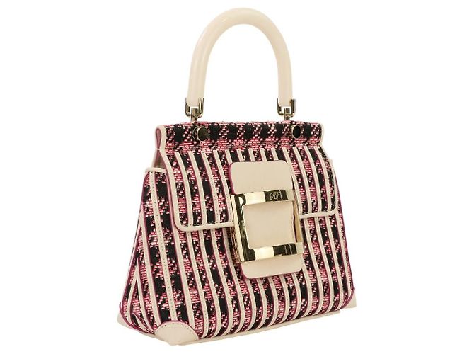 Bolsa 2way em couro e tweed Roger Vivier Rosa - vista 5
