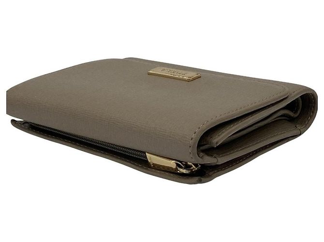 Furla Leather Trifold Compact Wallet Brown - view 3