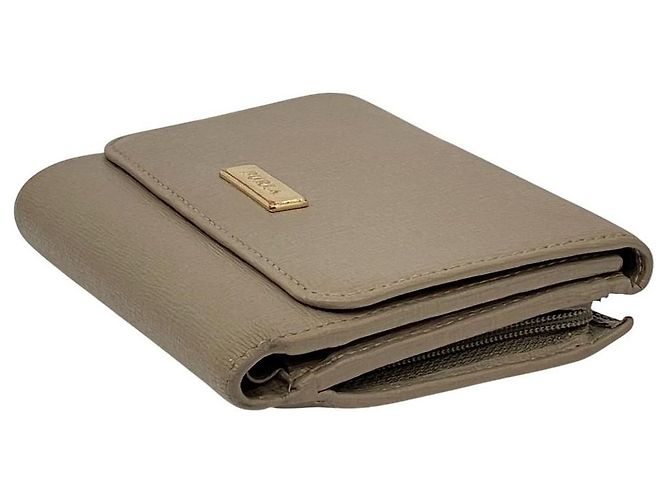 Furla Leather Trifold Compact Wallet Brown - view 4