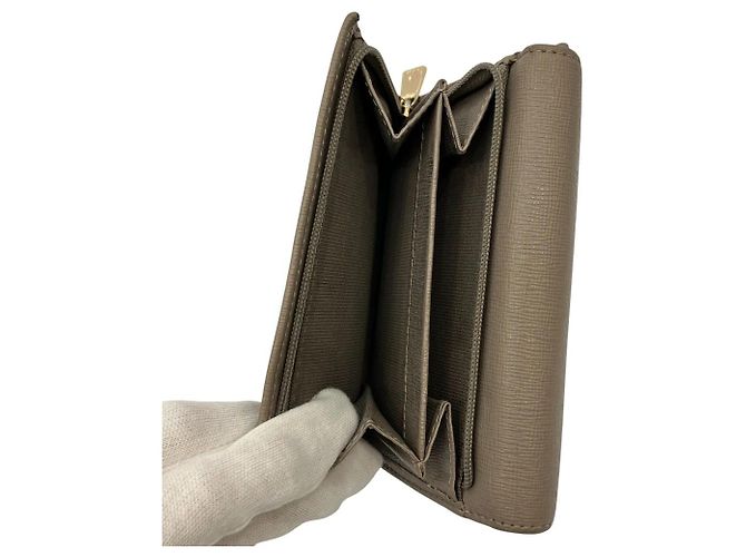 Furla Leather Trifold Compact Wallet Brown - view 7
