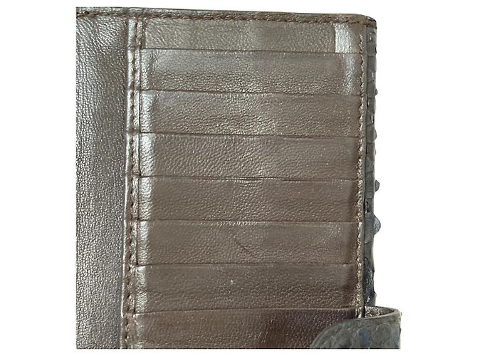 Portafoglio lungo Bottega Veneta in pitone Marrone Nero - vista 10