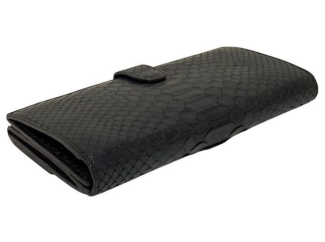 Portafoglio lungo Bottega Veneta in pitone Marrone Nero - vista 2